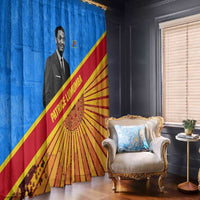 Patrice Lumumba Window Curtain with Congolese Flag Colors and African History Quote - Wonder Print Shop