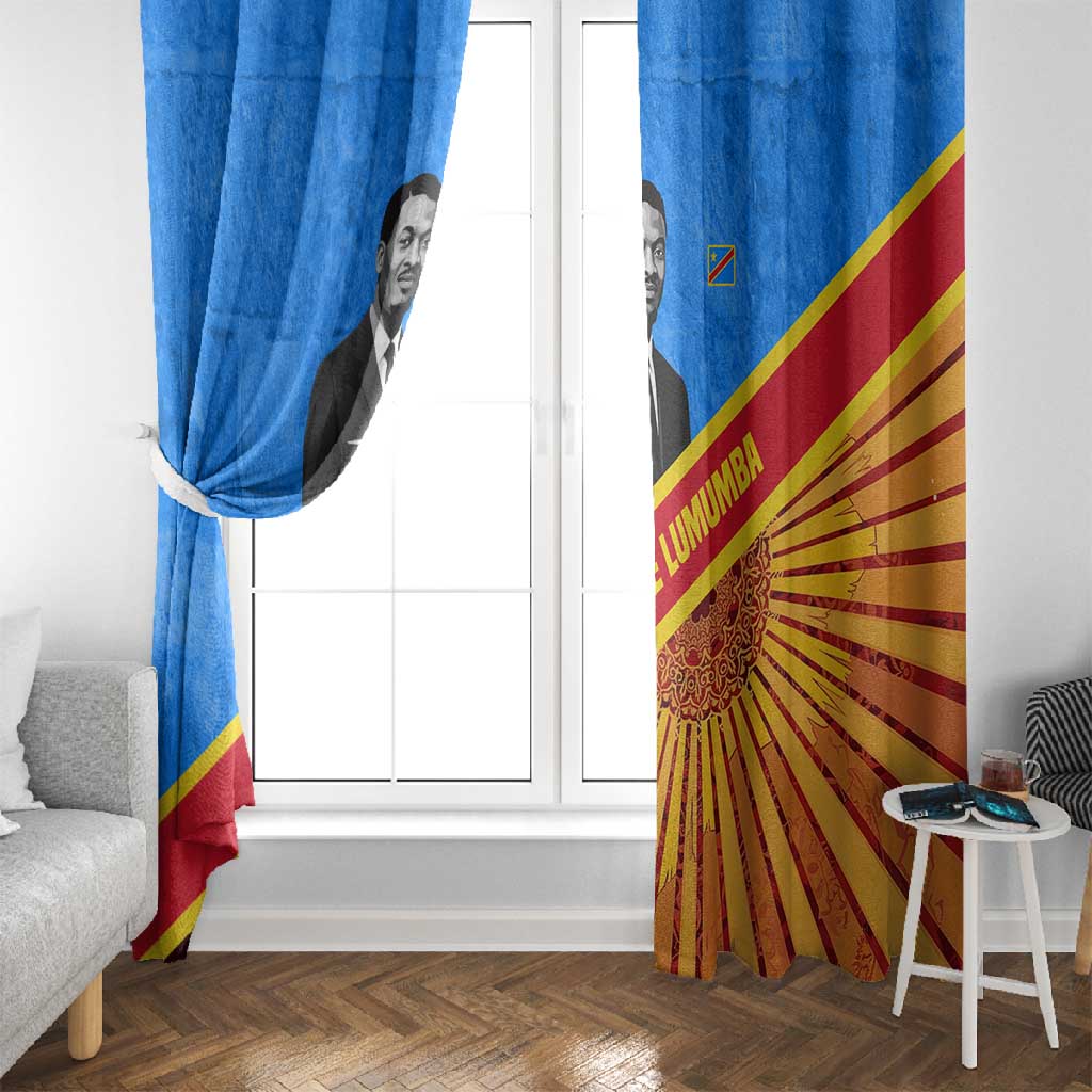 Patrice Lumumba Window Curtain with Congolese Flag Colors and African History Quote - Wonder Print Shop