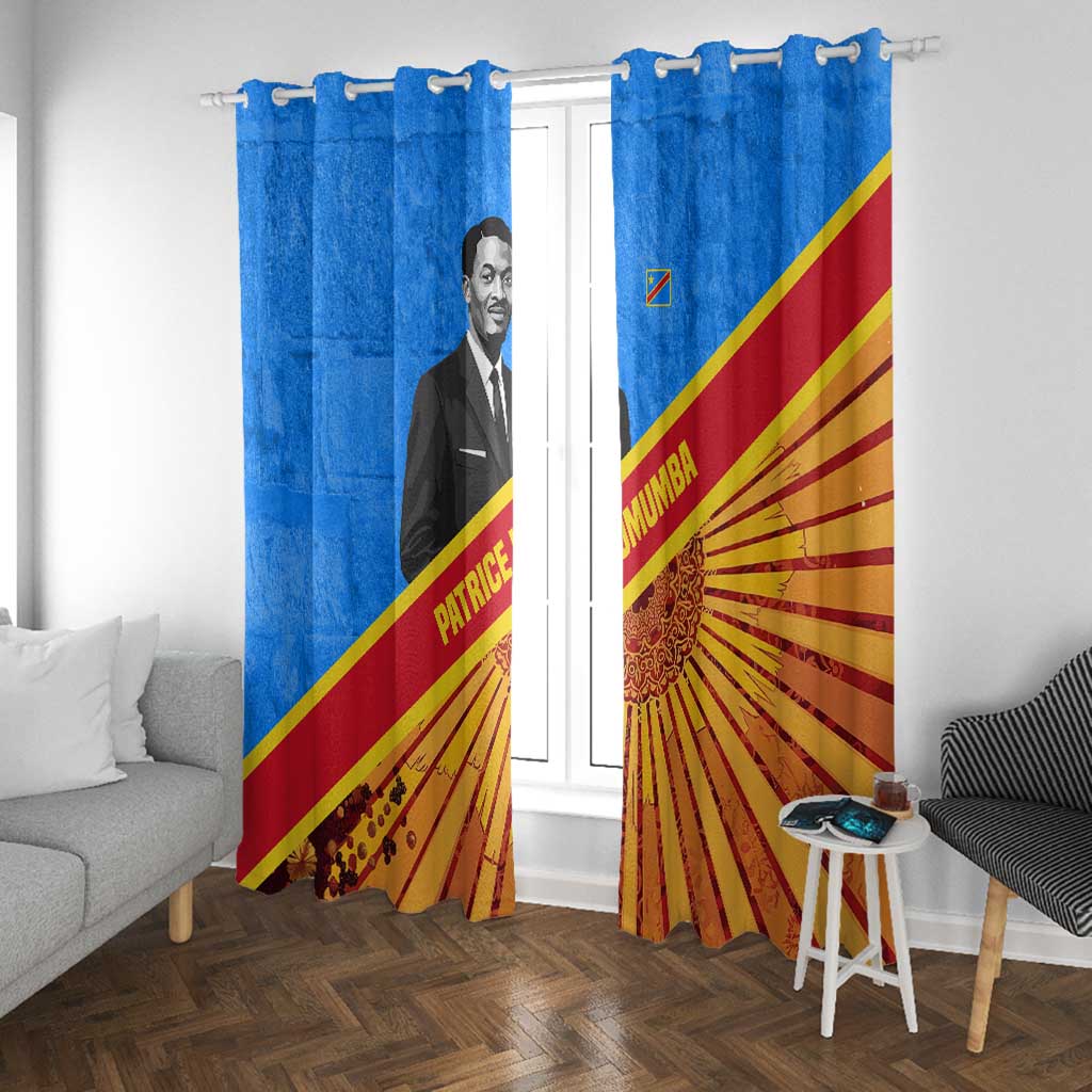 Patrice Lumumba Window Curtain with Congolese Flag Colors and African History Quote - Wonder Print Shop