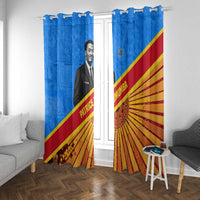 Patrice Lumumba Window Curtain with Congolese Flag Colors and African History Quote - Wonder Print Shop