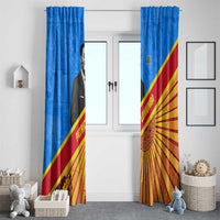 Patrice Lumumba Window Curtain with Congolese Flag Colors and African History Quote - Wonder Print Shop