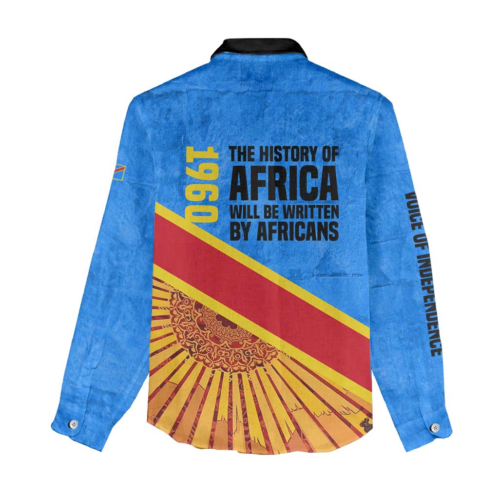 Patrice Lumumba Women Casual Shirt with Congolese Flag Colors and African History Quote - Wonder Print Shop