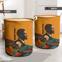 Patrice Lumumba Laundry Basket with Profile Portrait and Bold Africa Will Rise Statement - Wonder Print Shop