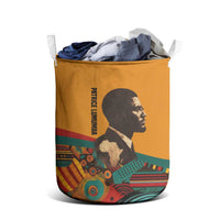 Patrice Lumumba Laundry Basket with Profile Portrait and Bold Africa Will Rise Statement - Wonder Print Shop
