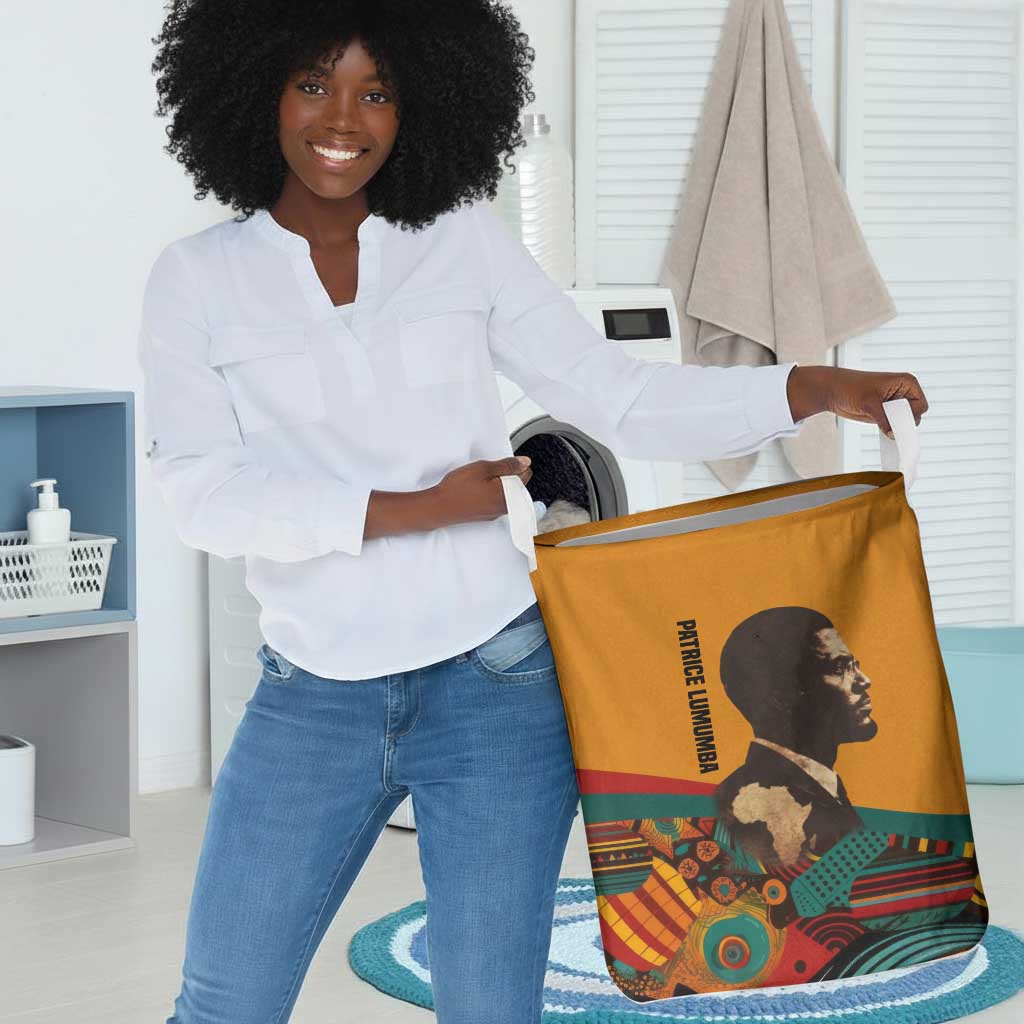 Patrice Lumumba Laundry Basket with Profile Portrait and Bold Africa Will Rise Statement - Wonder Print Shop