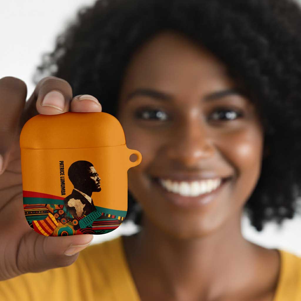 Patrice Lumumba AirPods Case with Profile Portrait and Bold Africa Will Rise Statement - Wonder Print Shop