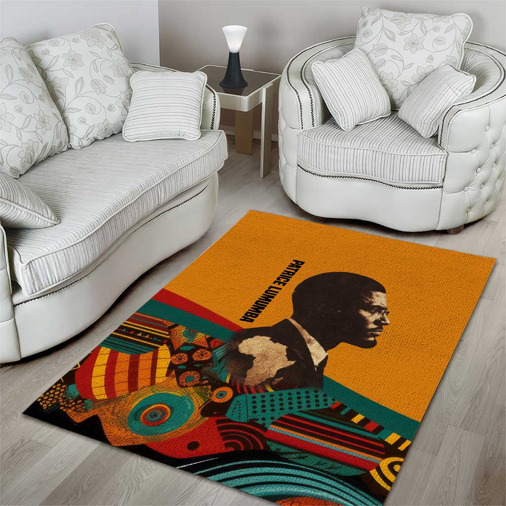 Patrice Lumumba Area Rug with Profile Portrait and Bold Africa Will Rise Statement - Wonder Print Shop