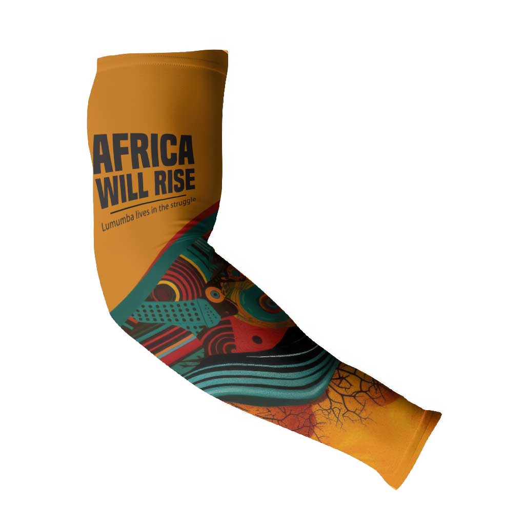 Patrice Lumumba Arm Sleeves with Profile Portrait and Bold Africa Will Rise Statement - Wonder Print Shop