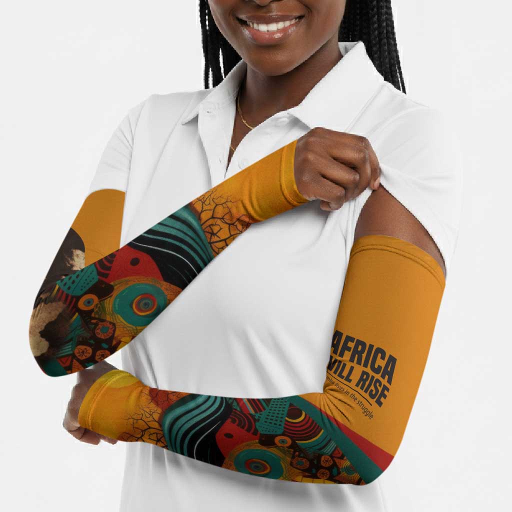 Patrice Lumumba Arm Sleeves with Profile Portrait and Bold Africa Will Rise Statement - Wonder Print Shop