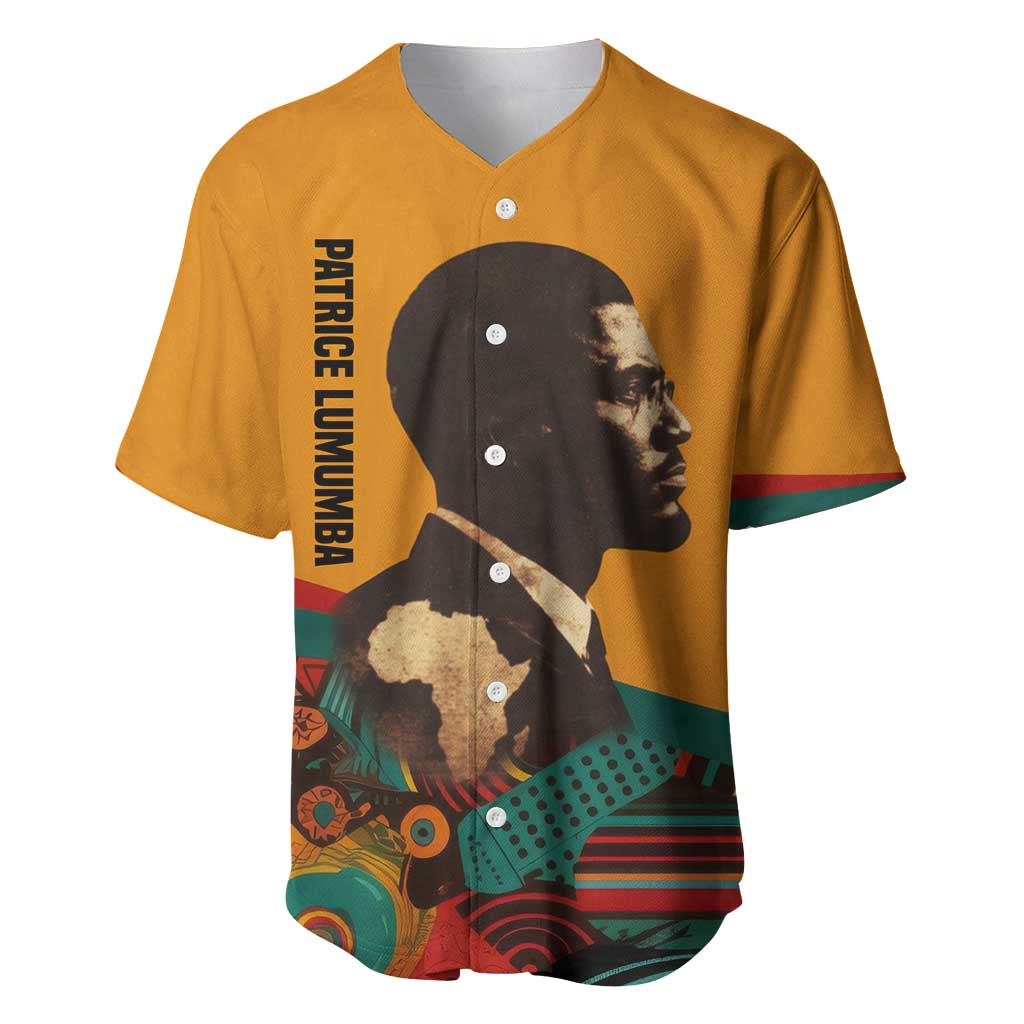 Patrice Lumumba Baseball Jersey with Profile Portrait and Bold Africa Will Rise Statement - Wonder Print Shop