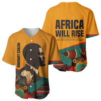 Patrice Lumumba Baseball Jersey with Profile Portrait and Bold Africa Will Rise Statement - Wonder Print Shop