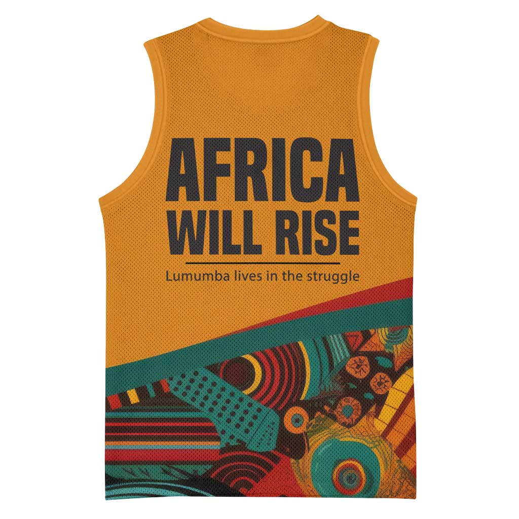 Patrice Lumumba Basketball Jersey with Profile Portrait and Bold Africa Will Rise Statement - Wonder Print Shop