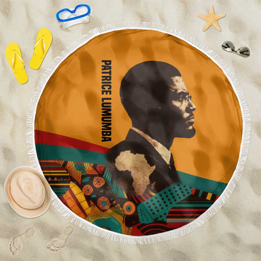Patrice Lumumba Beach Blanket with Profile Portrait and Bold Africa Will Rise Statement - Wonder Print Shop