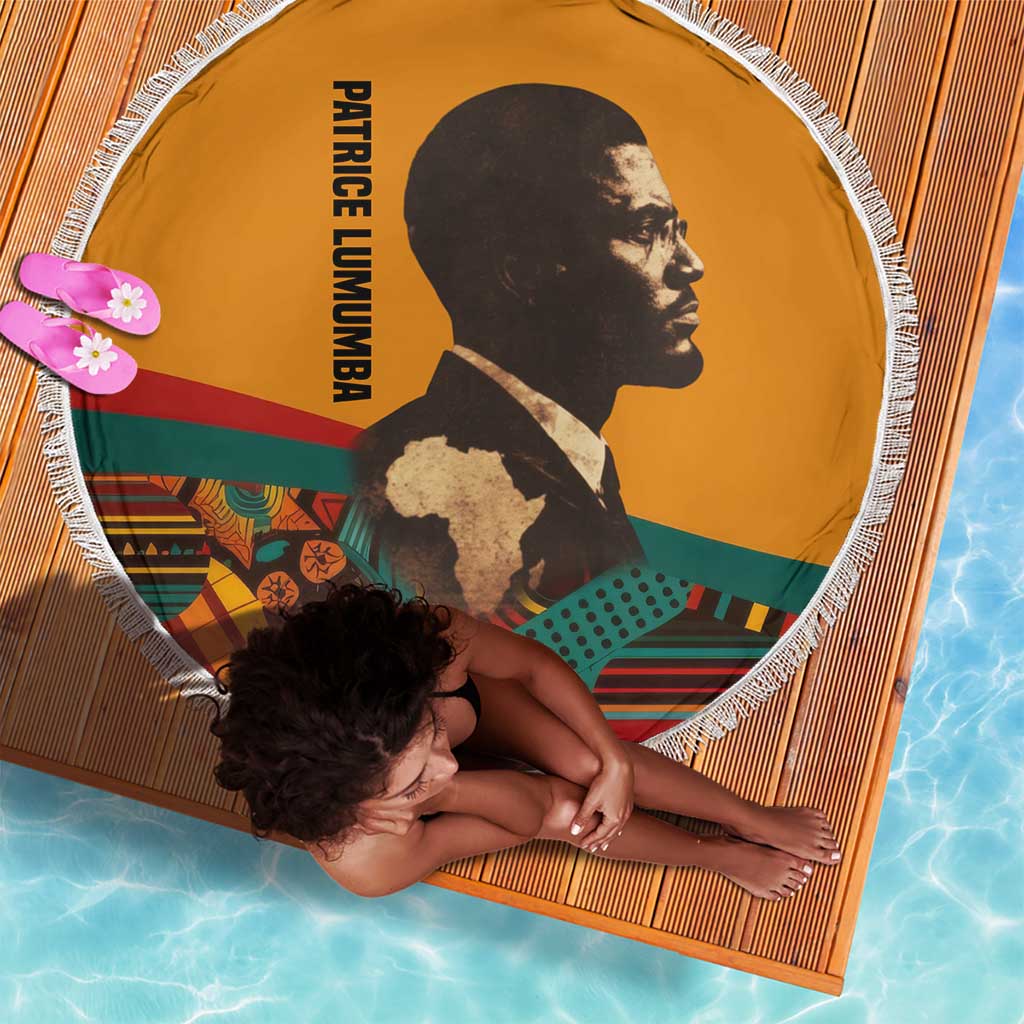 Patrice Lumumba Beach Blanket with Profile Portrait and Bold Africa Will Rise Statement - Wonder Print Shop