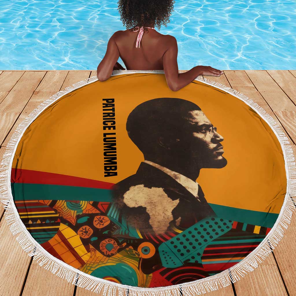 Patrice Lumumba Beach Blanket with Profile Portrait and Bold Africa Will Rise Statement - Wonder Print Shop