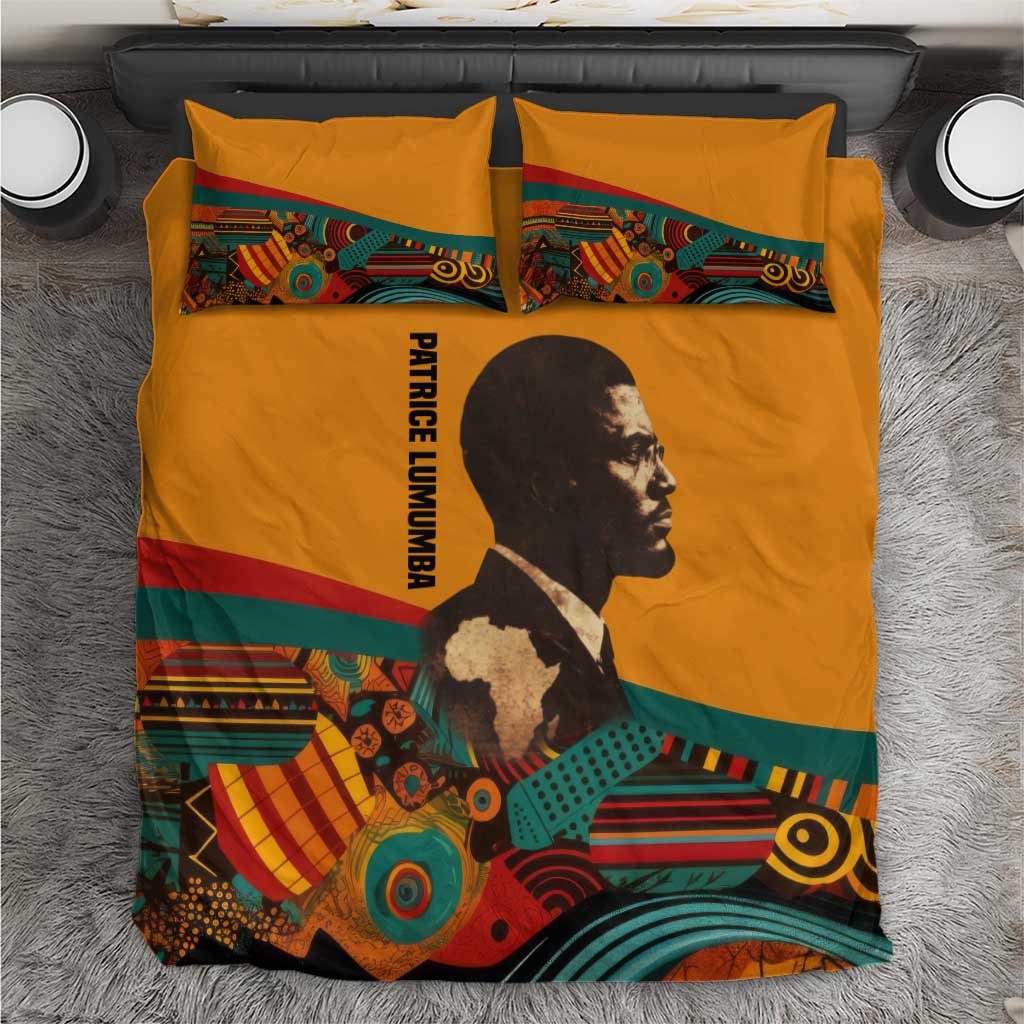 Patrice Lumumba Bedding Set with Profile Portrait and Bold Africa Will Rise Statement - Wonder Print Shop