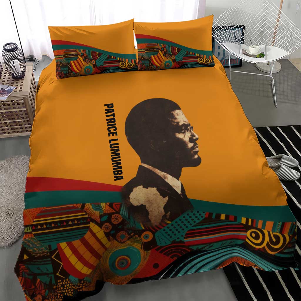 Patrice Lumumba Bedding Set with Profile Portrait and Bold Africa Will Rise Statement - Wonder Print Shop