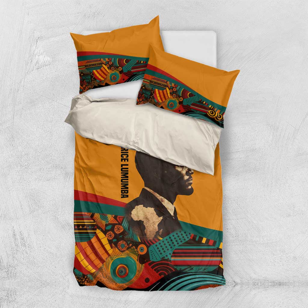 Patrice Lumumba Bedding Set with Profile Portrait and Bold Africa Will Rise Statement - Wonder Print Shop