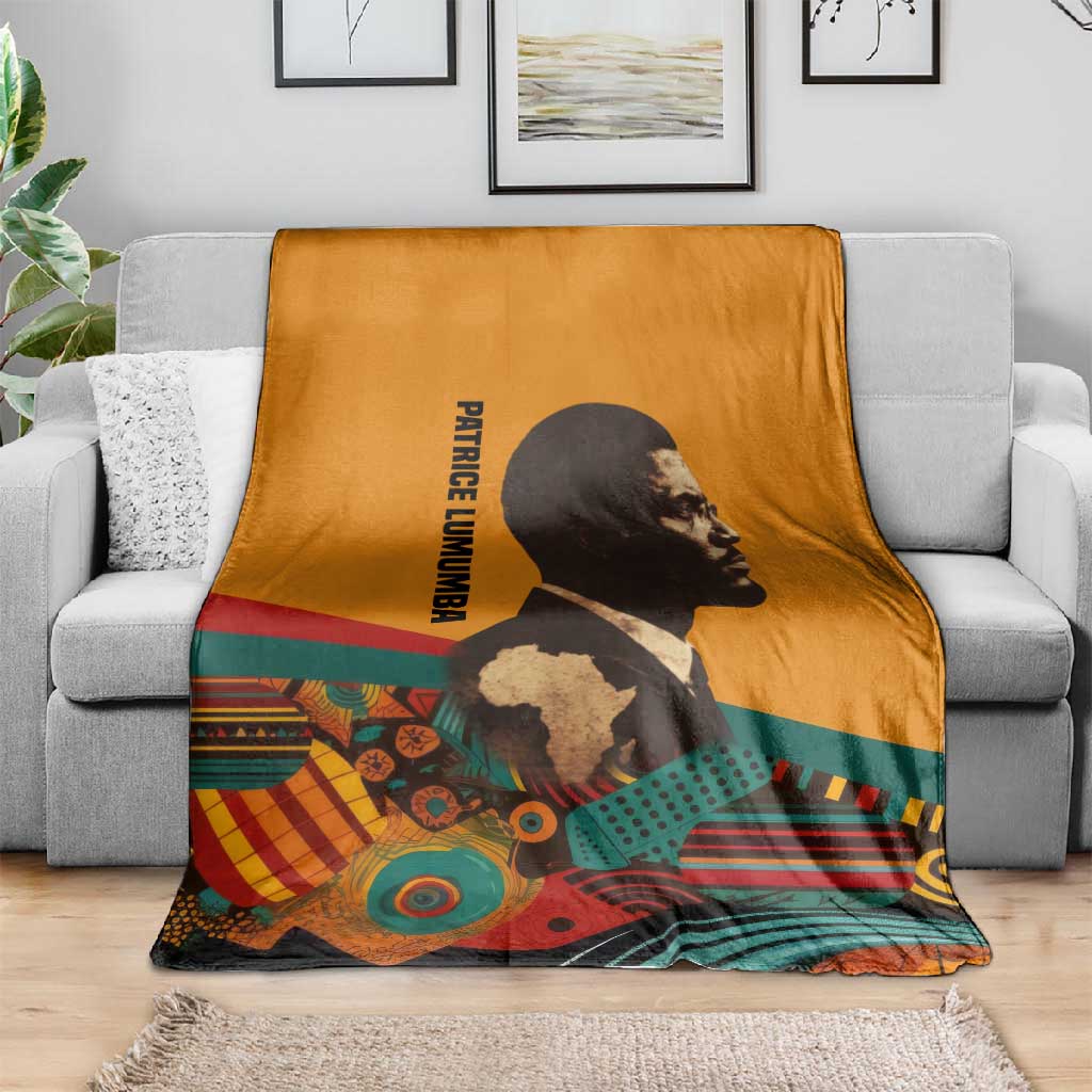 Patrice Lumumba Blanket with Profile Portrait and Bold Africa Will Rise Statement - Wonder Print Shop