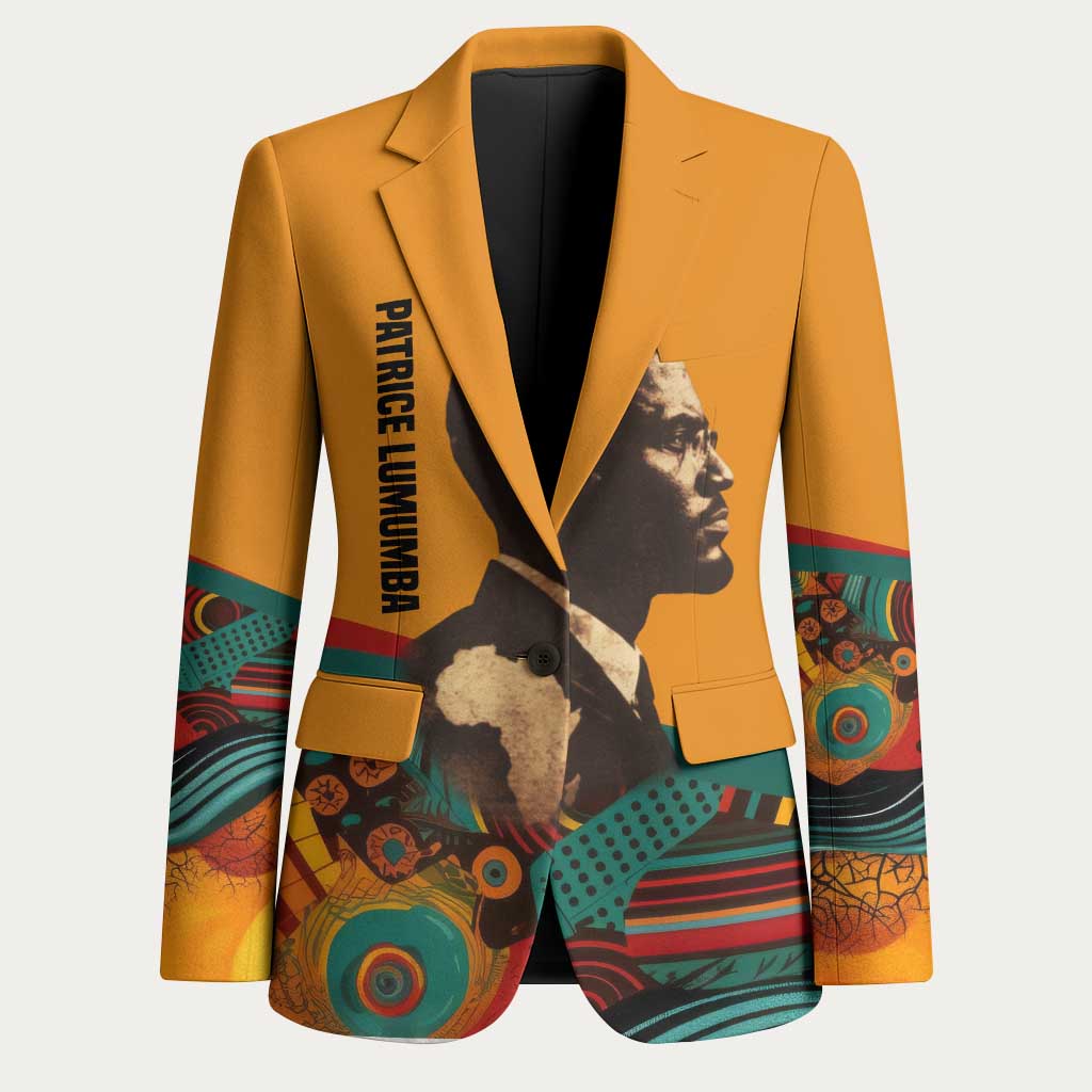 Patrice Lumumba Blazer with Profile Portrait and Bold Africa Will Rise Statement - Wonder Print Shop