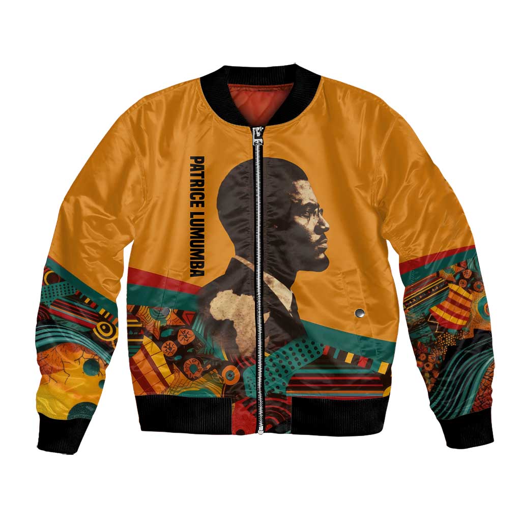 Patrice Lumumba Bomber Jacket with Profile Portrait and Bold Africa Will Rise Statement - Wonder Print Shop
