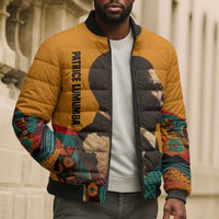 Patrice Lumumba Bomber Puffer Jacket with Profile Portrait and Bold Africa Will Rise Statement - Wonder Print Shop