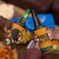 Patrice Lumumba 4 in 1 Can Cooler Tumbler with Profile Portrait and Bold Africa Will Rise Statement - Wonder Print Shop