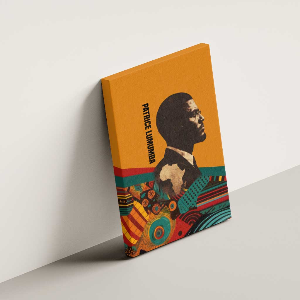 Patrice Lumumba Canvas Wall Art with Profile Portrait and Bold Africa Will Rise Statement - Wonder Print Shop