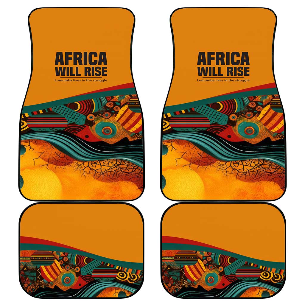 Patrice Lumumba Car Mats with Profile Portrait and Bold Africa Will Rise Statement - Wonder Print Shop