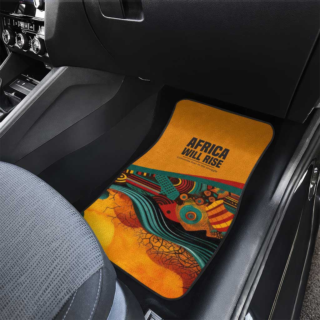Patrice Lumumba Car Mats with Profile Portrait and Bold Africa Will Rise Statement - Wonder Print Shop