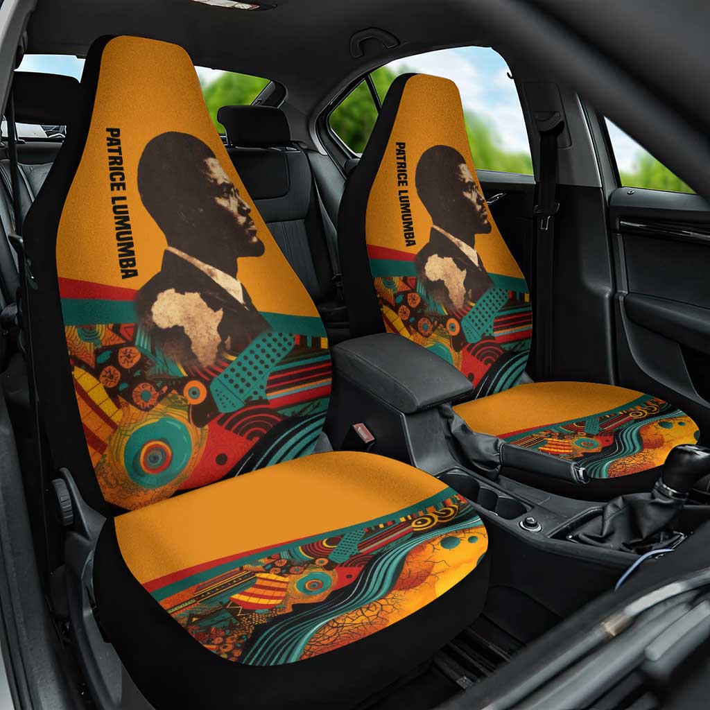 Patrice Lumumba Car Seat Cover with Profile Portrait and Bold Africa Will Rise Statement - Wonder Print Shop