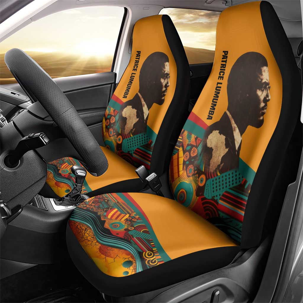 Patrice Lumumba Car Seat Cover with Profile Portrait and Bold Africa Will Rise Statement - Wonder Print Shop
