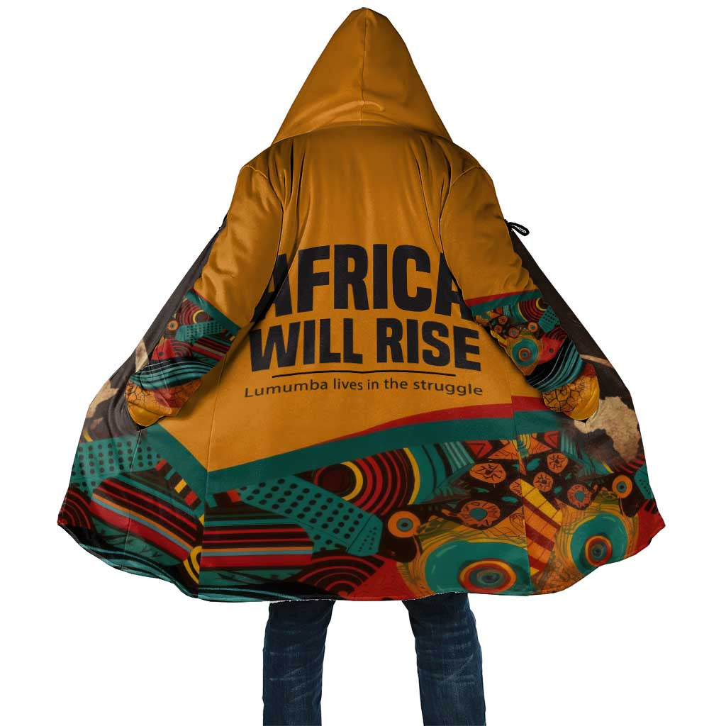 Patrice Lumumba Cloak with Profile Portrait and Bold Africa Will Rise Statement - Wonder Print Shop
