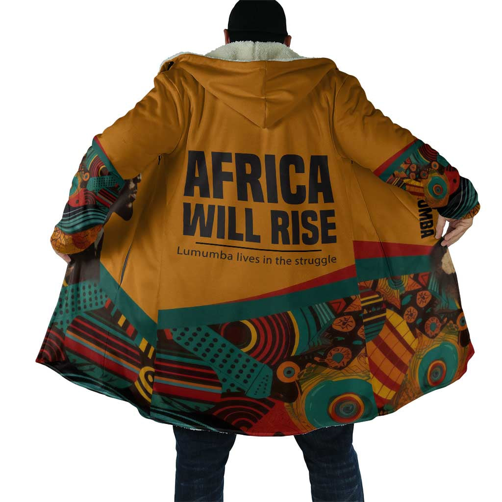 Patrice Lumumba Cloak with Profile Portrait and Bold Africa Will Rise Statement - Wonder Print Shop