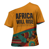 Patrice Lumumba Cross Shoulder Shirt with Profile Portrait and Bold Africa Will Rise Statement - Wonder Print Shop