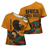 Patrice Lumumba Cross Shoulder Shirt with Profile Portrait and Bold Africa Will Rise Statement - Wonder Print Shop