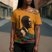 Patrice Lumumba Cross Shoulder Shirt with Profile Portrait and Bold Africa Will Rise Statement - Wonder Print Shop