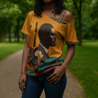 Patrice Lumumba Cross Shoulder Shirt with Profile Portrait and Bold Africa Will Rise Statement - Wonder Print Shop