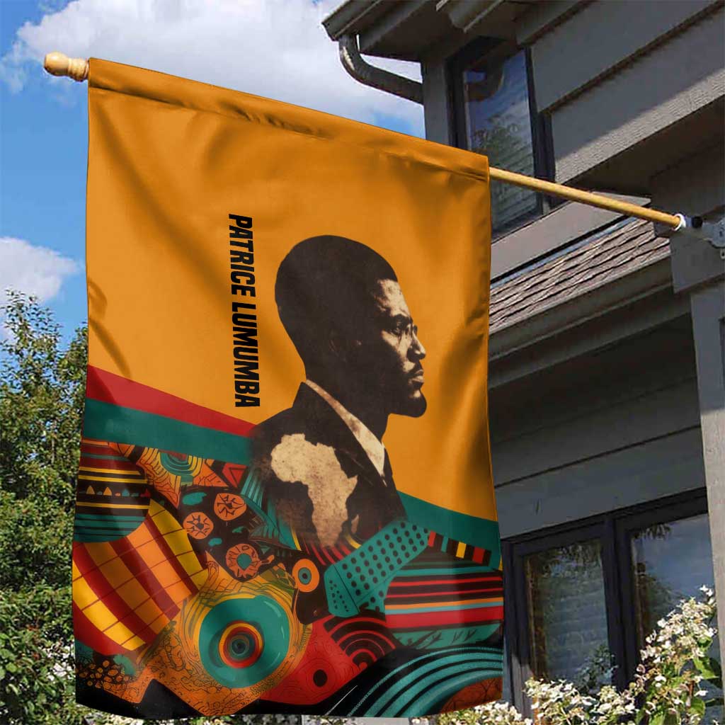 Patrice Lumumba Garden Flag with Profile Portrait and Bold Africa Will Rise Statement - Wonder Print Shop