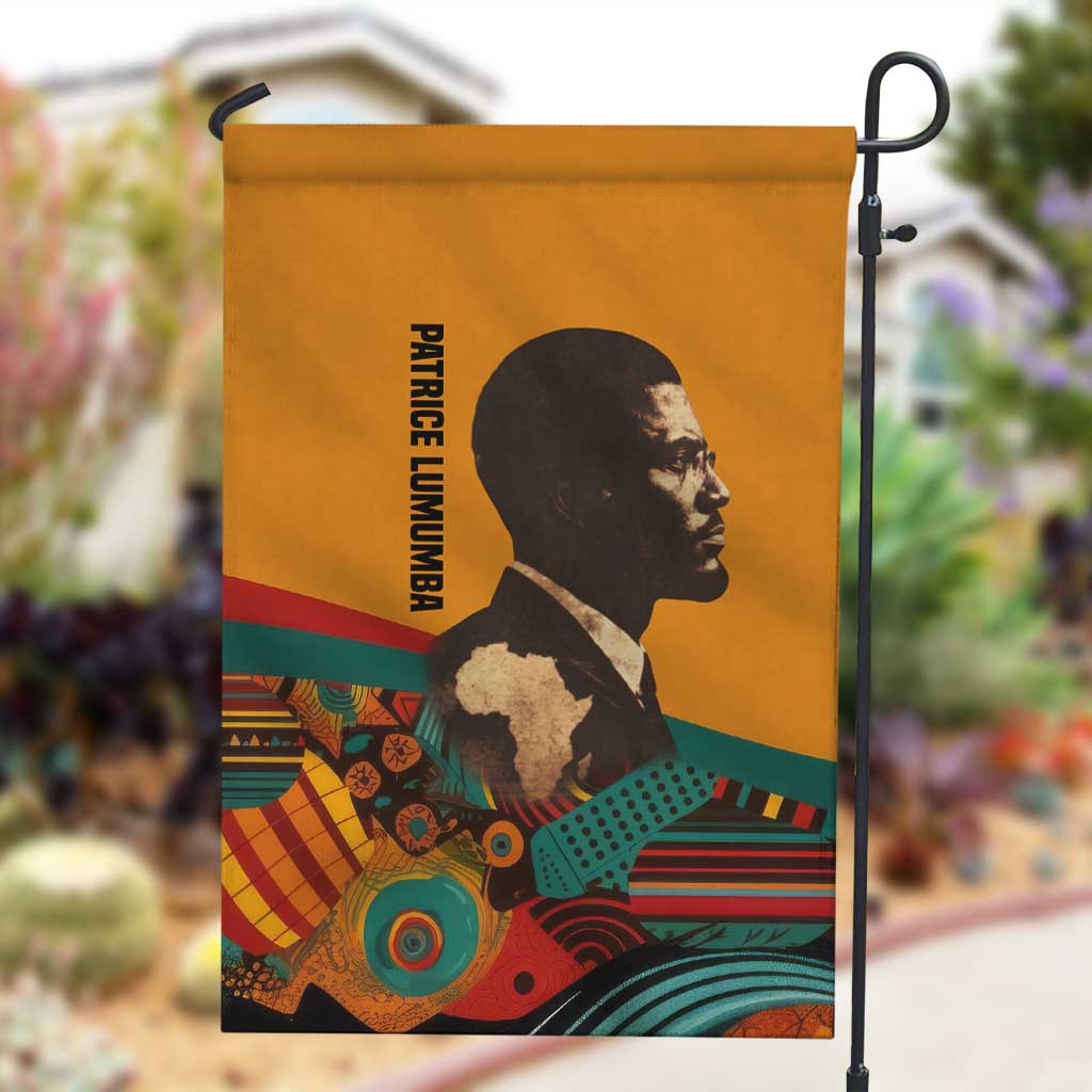 Patrice Lumumba Garden Flag with Profile Portrait and Bold Africa Will Rise Statement - Wonder Print Shop