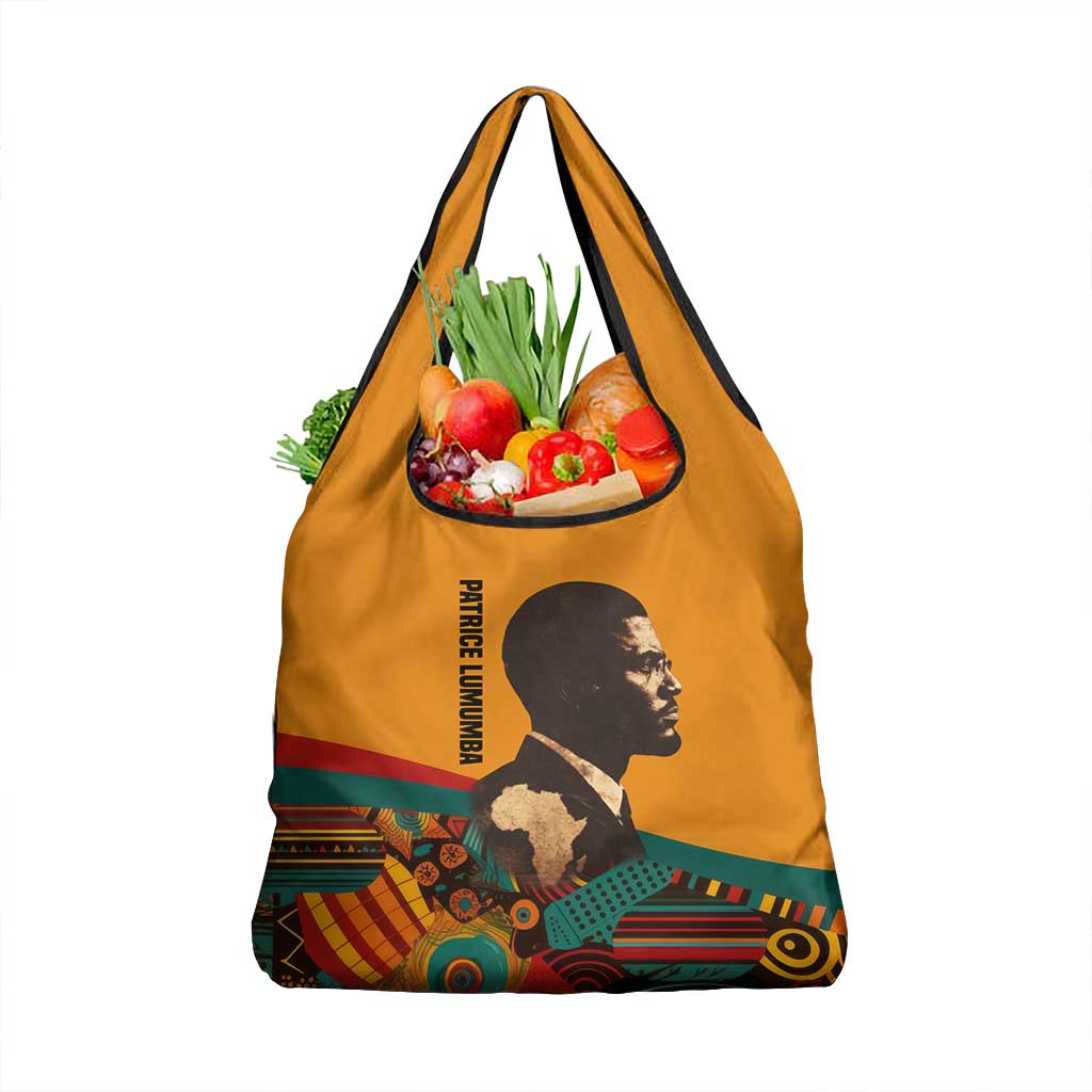 Patrice Lumumba Grocery Bag with Profile Portrait and Bold Africa Will Rise Statement - Wonder Print Shop
