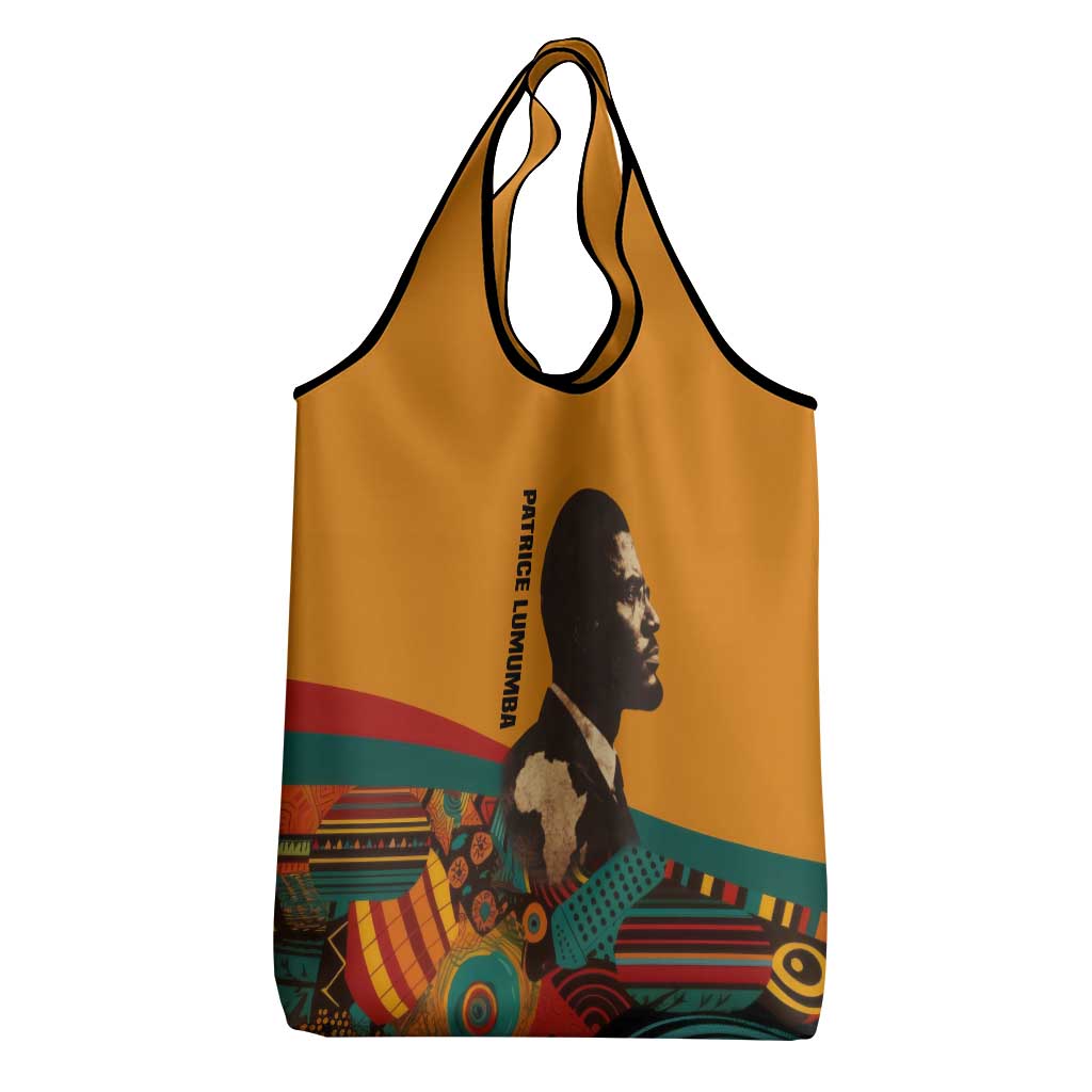 Patrice Lumumba Grocery Bag with Profile Portrait and Bold Africa Will Rise Statement - Wonder Print Shop