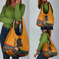 Patrice Lumumba Grocery Bag with Profile Portrait and Bold Africa Will Rise Statement - Wonder Print Shop