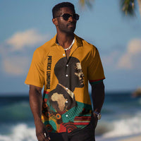 Patrice Lumumba Hawaiian Shirt with Profile Portrait and Bold Africa Will Rise Statement - Wonder Print Shop