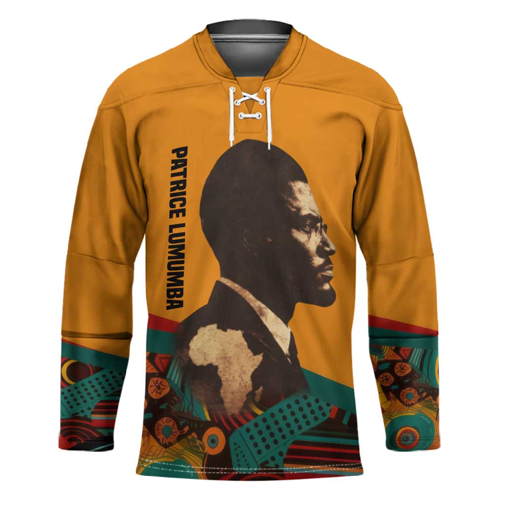 Patrice Lumumba Hockey Jersey with Profile Portrait and Bold Africa Will Rise Statement - Wonder Print Shop