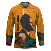 Patrice Lumumba Hockey Jersey with Profile Portrait and Bold Africa Will Rise Statement - Wonder Print Shop
