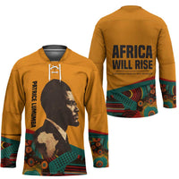 Patrice Lumumba Hockey Jersey with Profile Portrait and Bold Africa Will Rise Statement - Wonder Print Shop