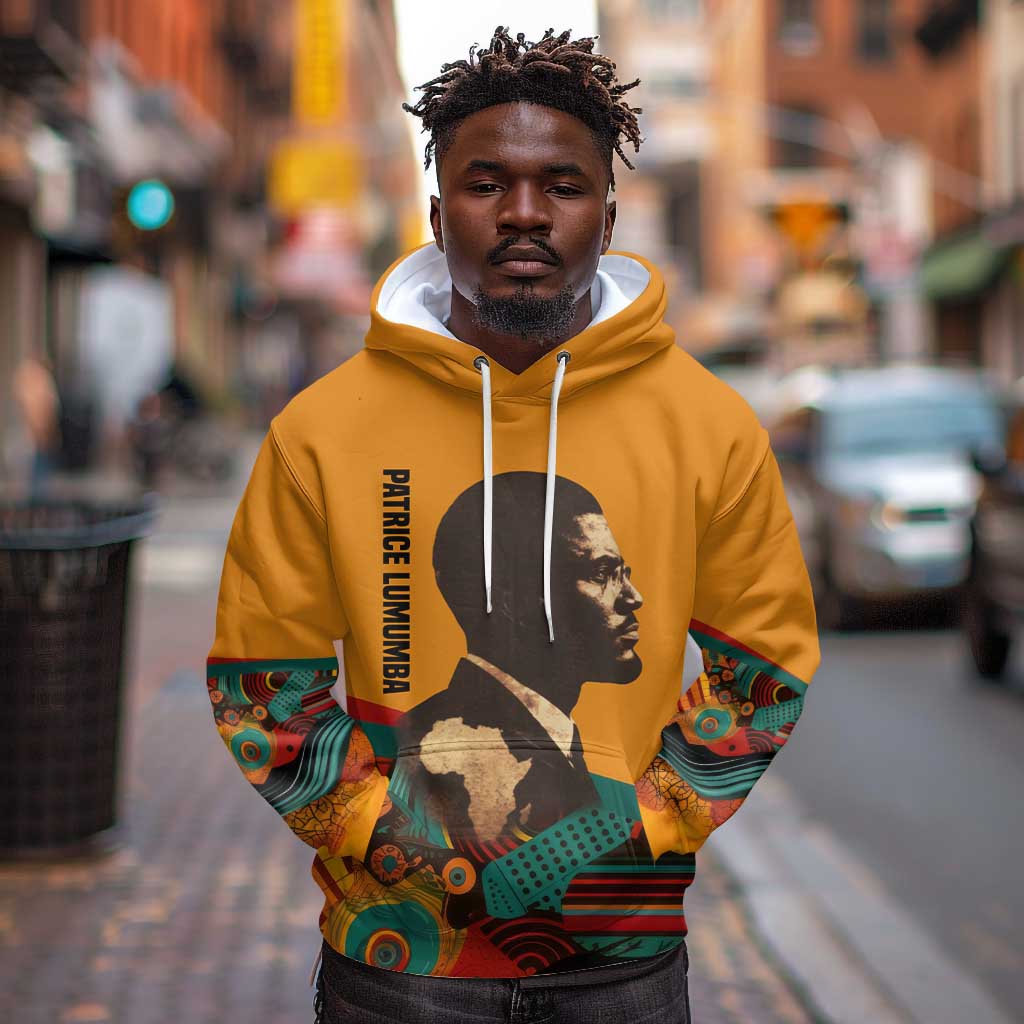 Patrice Lumumba Hoodie with Profile Portrait and Bold Africa Will Rise Statement - Wonder Print Shop