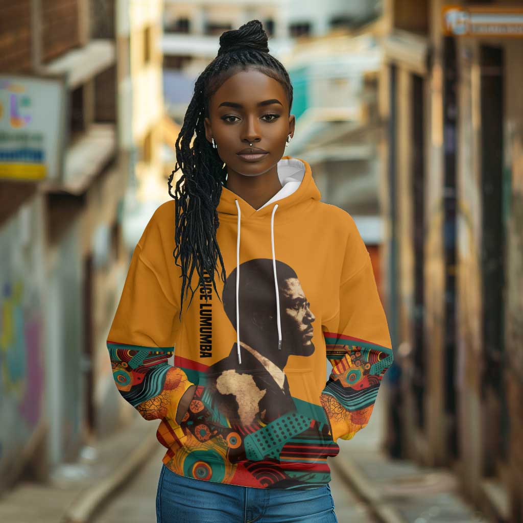 Patrice Lumumba Hoodie with Profile Portrait and Bold Africa Will Rise Statement - Wonder Print Shop