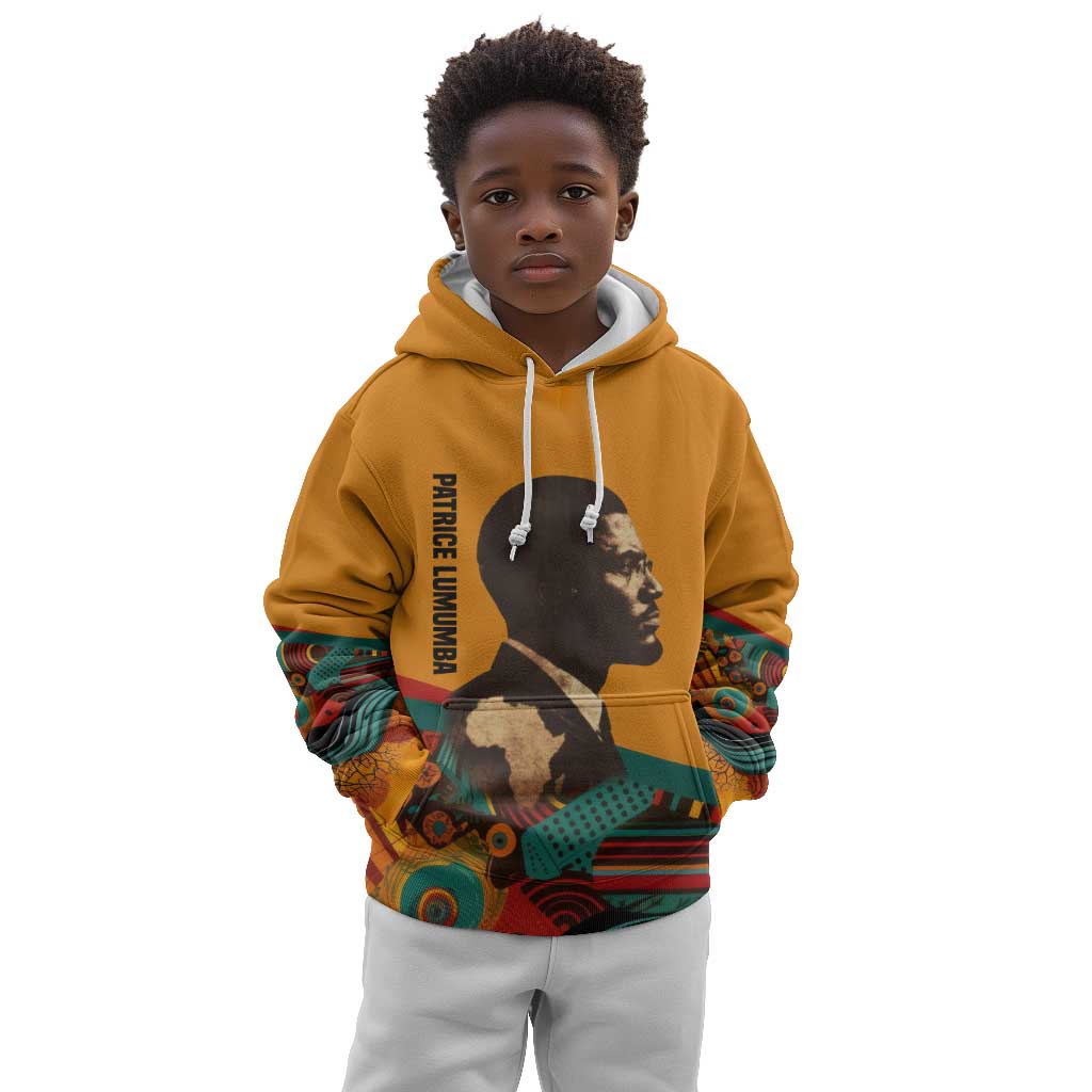 Patrice Lumumba Kid Hoodie with Profile Portrait and Bold Africa Will Rise Statement - Wonder Print Shop